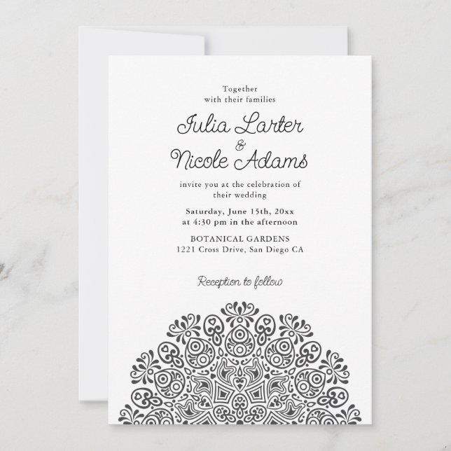 Invitation Classical Ornate Art Deco Style Mandala Wedding (Devant)