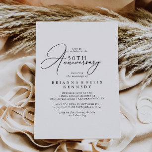 Invitation Classieux Chic Minimaliste 50e Anniversaire de Mar