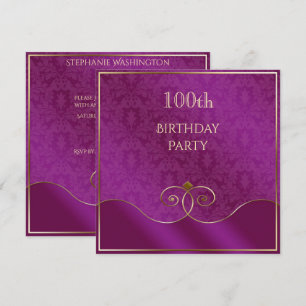 Invitation Classieux tourbillons violets et dorés, Damassé 10