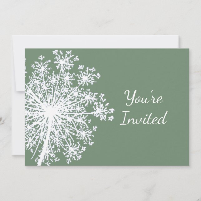 Invitation classique à la dentelle verte de la Rei (Devant)