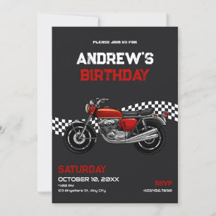 Invitation classique à l'anniversaire de moto