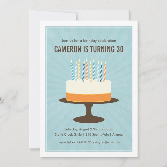 Invitation classique à l'anniversaire du gâteau (Devant)