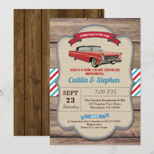 Invitation classique au baby shower automobile. Ro