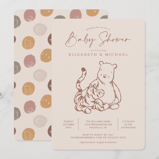 Invitation classique au Baby shower d'ooh et de ti (Devant / Derrière)