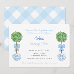 Invitation Classique Bleu & Blanc Petit Garçon 1er fête d'ann