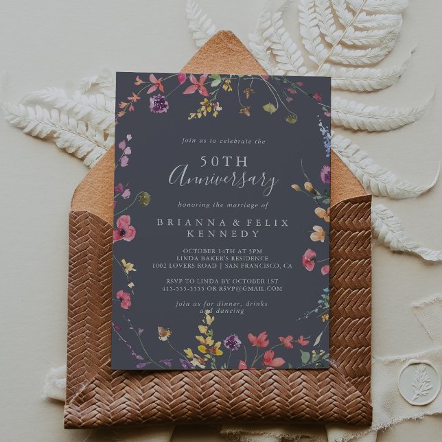 Invitation Classique Bleu Sauvage 50e Anniversaire de Mariage (Créateur téléchargé)