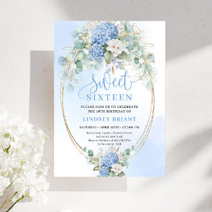Invitation Classique Bleue Fleurie Eucalyptus Swee