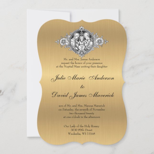 Invitation Classique catholique Élégant Mariage religieux (Devant)