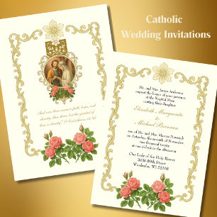 Invitation Classique catholique Élégant Mariage religieux