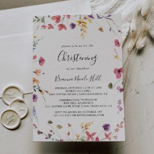 Invitation Classique Colorful Fleur Christening