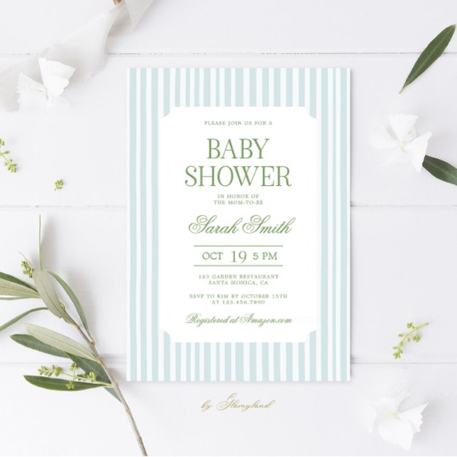 Invitation classique de Baby shower Preppy (Créateur téléchargé)