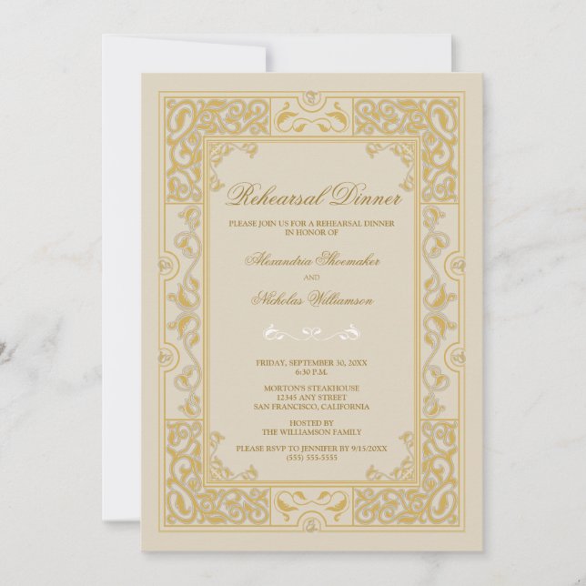 Invitation classique de dîner de répétition de (Devant)
