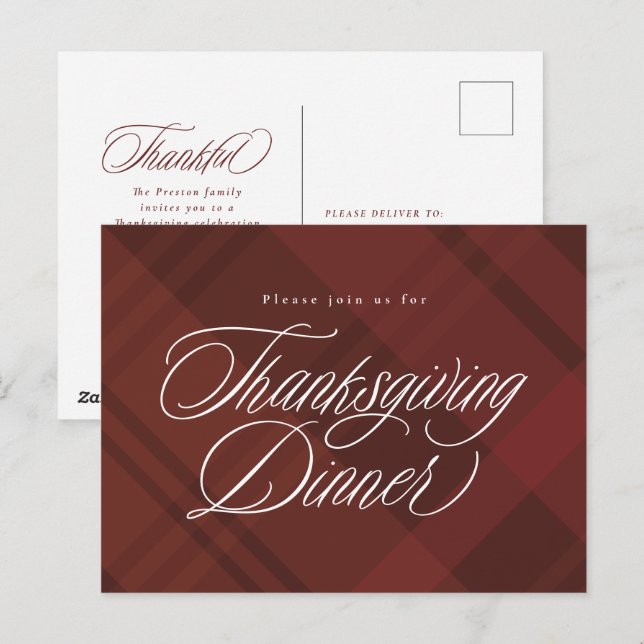 Invitation classique de dîner de Thanksgiving à ca (Devant / Derrière)