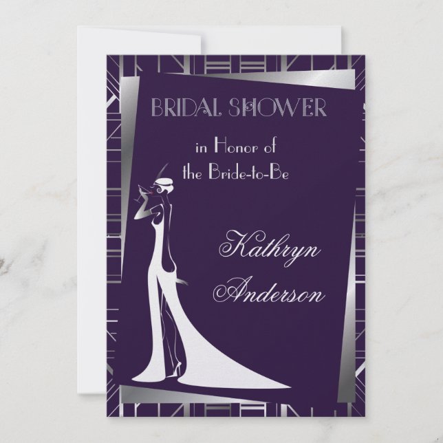 Invitation classique de douche nuptiale Gatsby Dec (Devant)