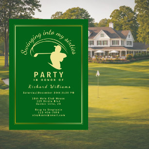 Invitation Classique de golf Vert Joueur Doré Hommes 60 ans