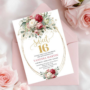Invitation Classique de Sweet Sixteen Rose Burgund