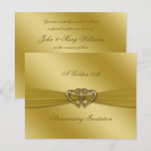 Invitation Classique d'Or pour les 50 ans de Maria (Devant / Derrière)