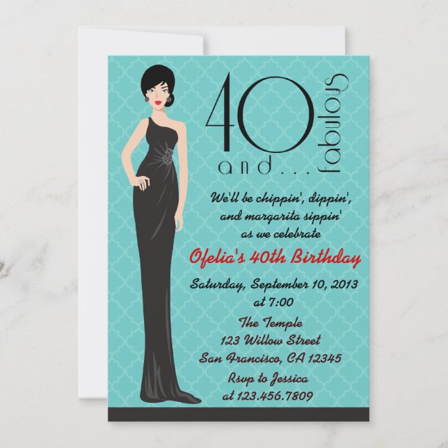 Invitation classique du 40e anniversaire (Devant)