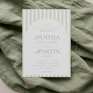 Invitation Classique Élégant⎮Invitation de mariage rayée vert