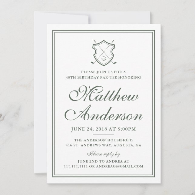 Invitation classique élégante de fête (Devant)