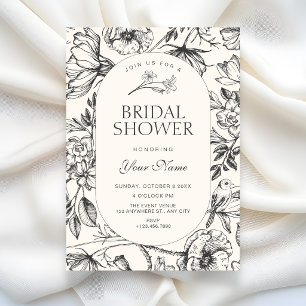 Invitation Classique floral artistique pour la douche de la m