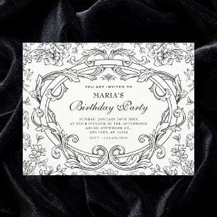Invitation Classique floral vintage anniversaire
