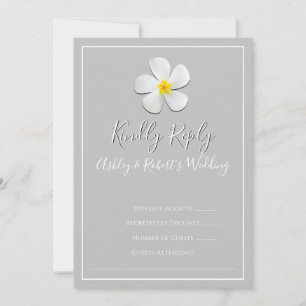 Invitation Classique Formelle moderne, Blanc sur Mariage gris
