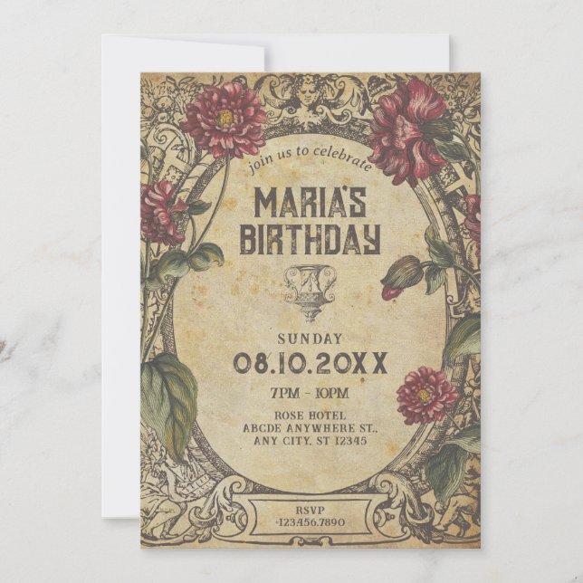 Invitation Classique gothique marron vintage (Devant)
