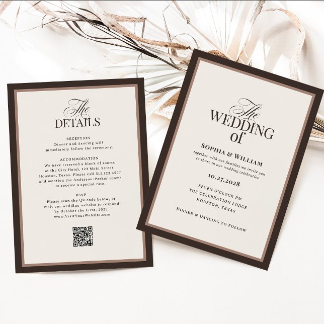 Invitation Classique Luxe | Code QR de réponse de mariage mar (Créateur téléchargé)