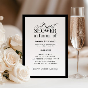 Invitation Classique Luxe Elegant Noir et Blanc Fête des mari