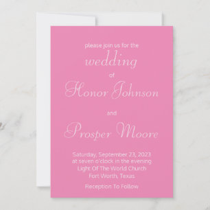 Invitation Classique "Mariage béni" nuances de Mariage rose