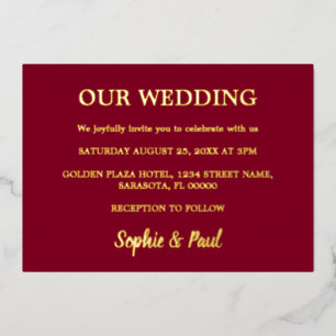 Invitation classique Mariage Gold Foil