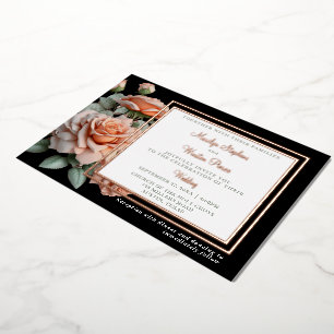 Invitation classique Mariage Peach Rose Foil
