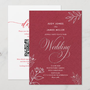 Invitation classique minimaliste simple rustique jus rouge ma
