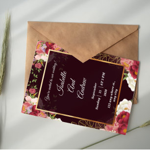 Invitation Classique Moderne Élégant Floral Mariage Simple Ph