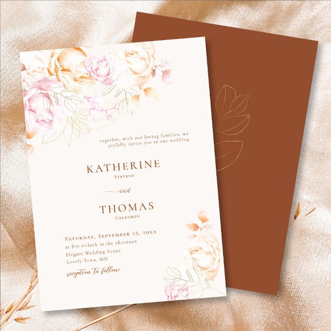 Invitation Classique moderne Terracotta Dreamy Mariage de aut (Créateur téléchargé)