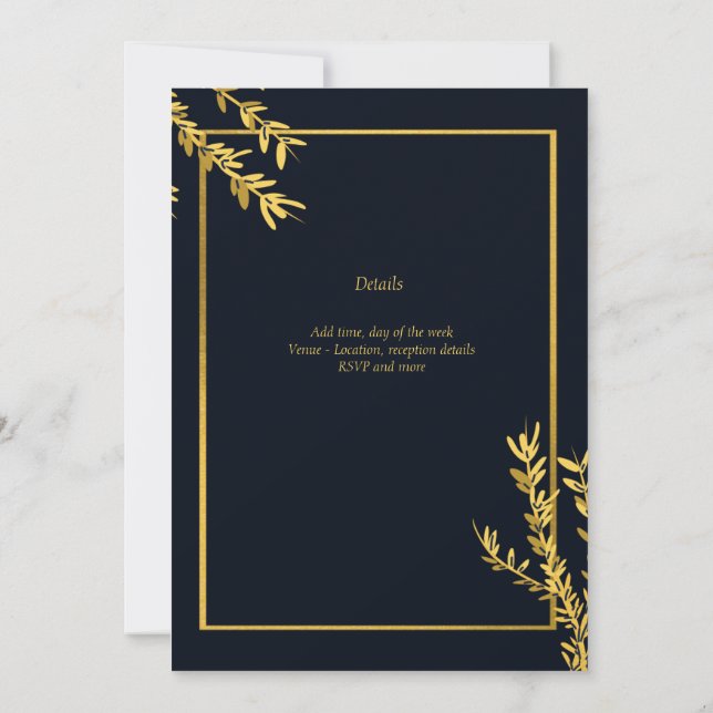 Invitation classique musulman de luxe noir et or (Dos)