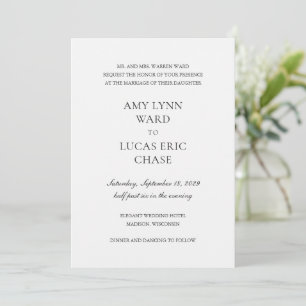 Invitation Classique Neutre Simple Traditionnel Mariage Éléga