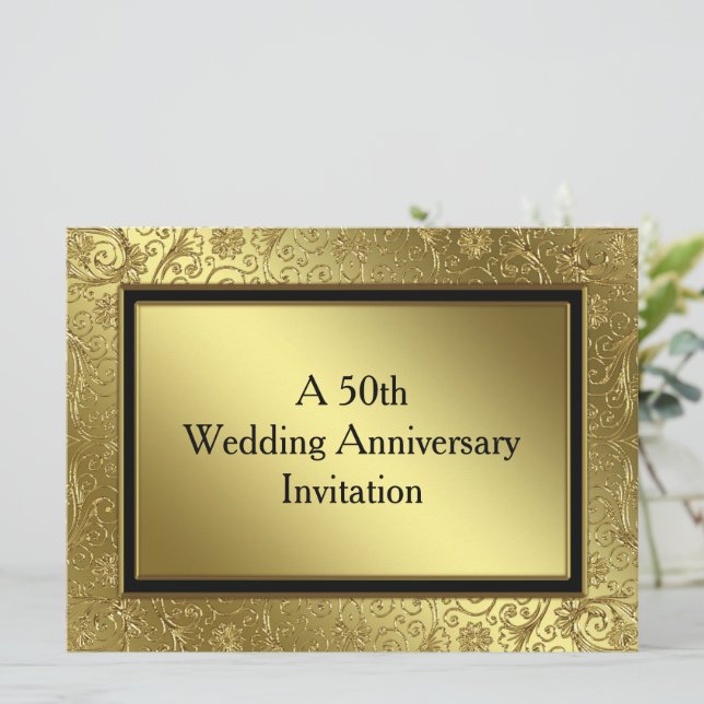 Invitation Classique Noces d'Or 6,5x8,75 (Debout devant)