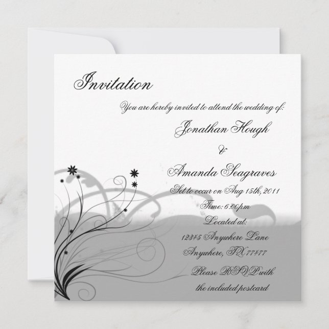 Invitation classique noire et grise (Devant)