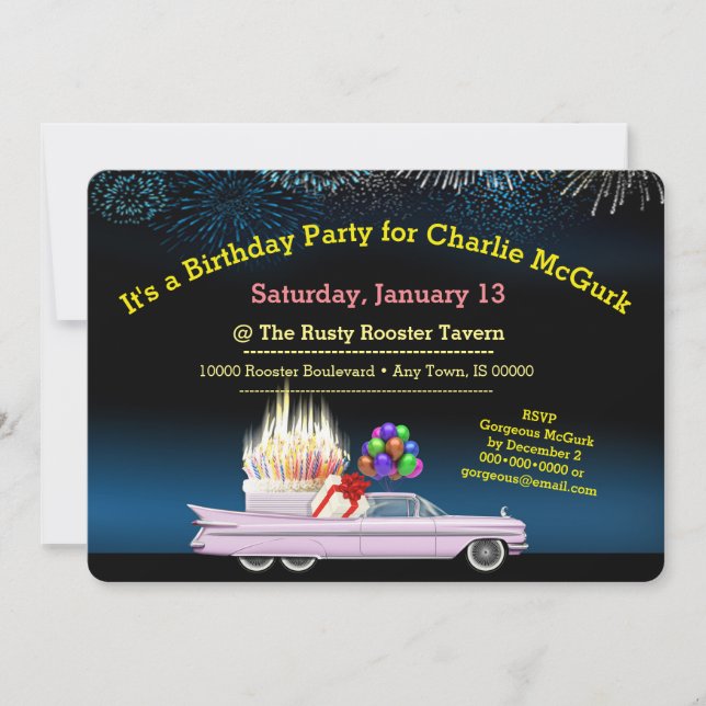 Invitation classique personnalisée pour la fête d' (Devant)