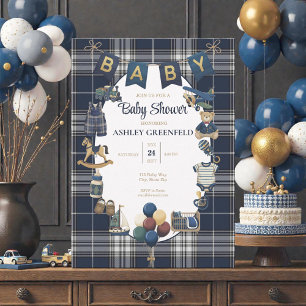 Invitation classique pour une baby shower à carrea