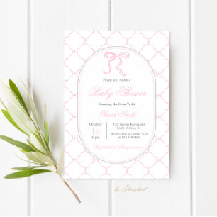 Invitation Classique Preppy Charm Baby shower fille