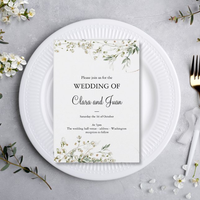 Invitation Classique romantique, fleurs blanches (Créateur téléchargé)