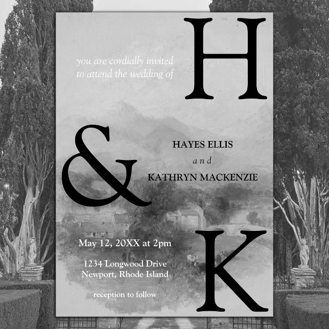 Invitation Classique Romantique Vieux argent Mariage esthétiq (Créateur téléchargé)