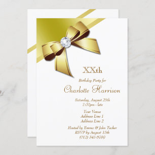 Invitation Classique Romantique White & Gold fête d'anniversa