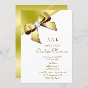Invitation Classique Romantique White & Gold fête d'anniversa