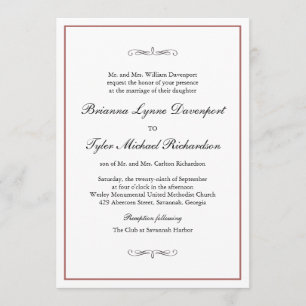 Invitation Classique Simple Élégance Brûlé Mariage orange