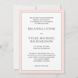 Invitation Classique Simple Elegant Rose Edging Mariage