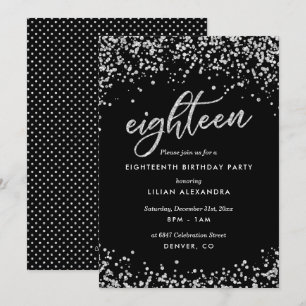 Invitation Classy 18th Birthday Invitation, Sparkly Confetti